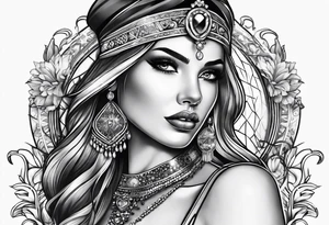 woman casino tattoo idea