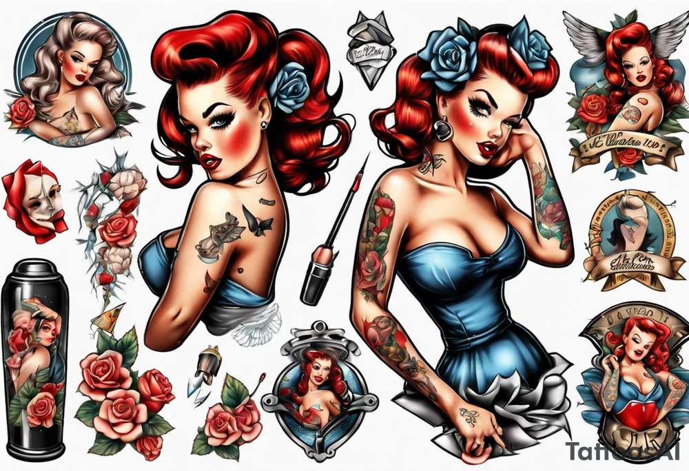 topless pinup doll tattoo idea