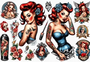 topless pinup doll tattoo idea
