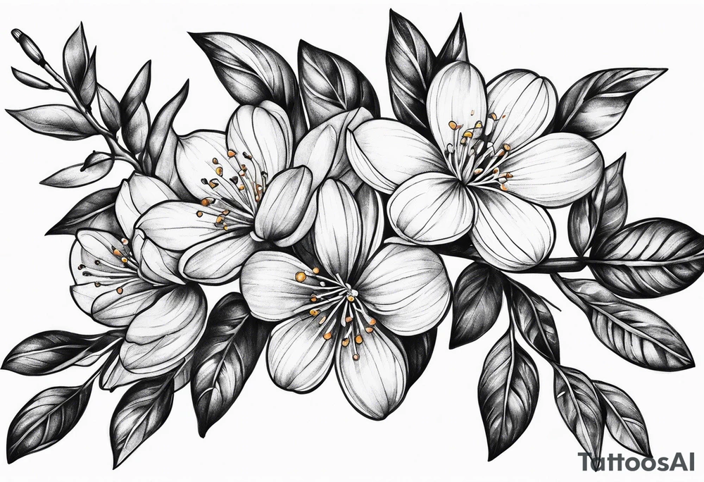 orang blossom branches tattoo idea