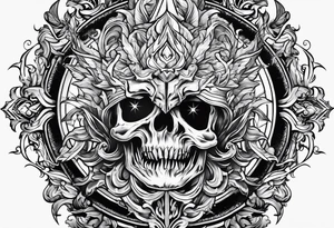 trident turning into fire and lightning tattoo idea
