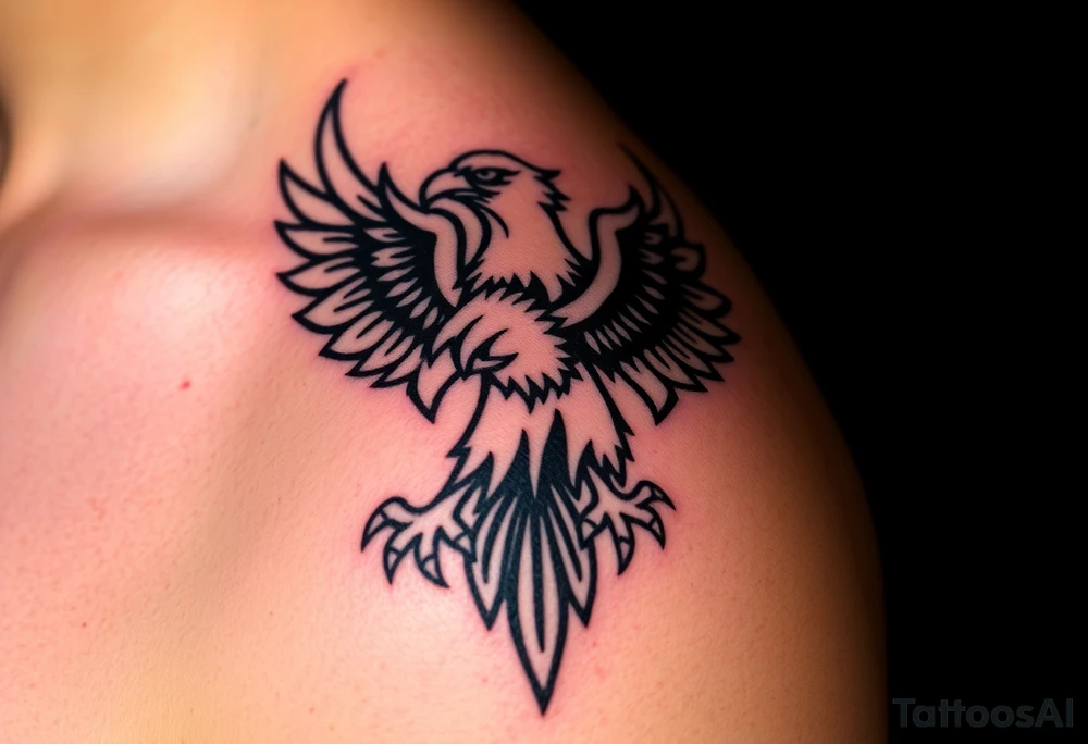 majestic eagle with paper in ita claws tattoo idea