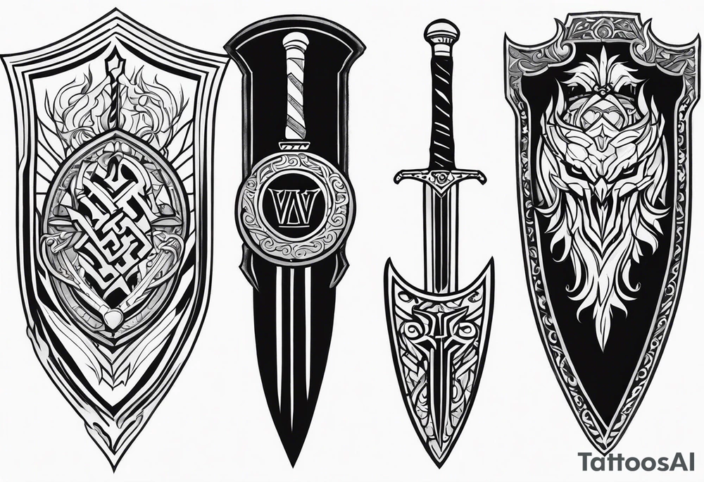 Valhalla sword shield steps tattoo idea