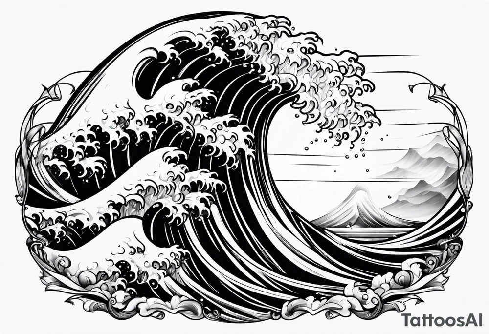Waves with hidden letters Z and M tattoo idea