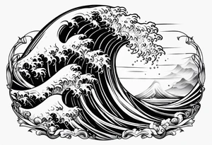 Waves with hidden letters Z and M tattoo idea