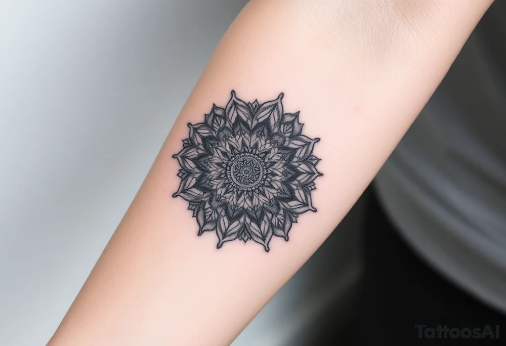 intricate mandala with sacred geometry and cosmic elements tattoo idea