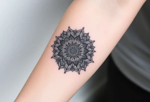 intricate mandala with sacred geometry and cosmic elements tattoo idea