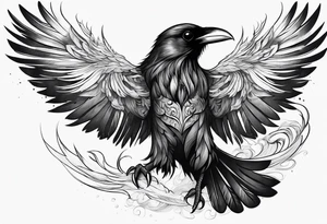 Raven mid transformation into a phoenix tattoo idea