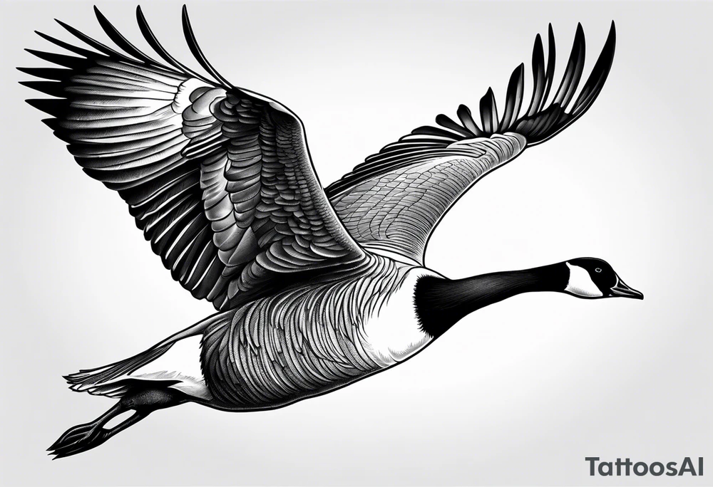 canadian goose shaking wings in profile tattoo idea