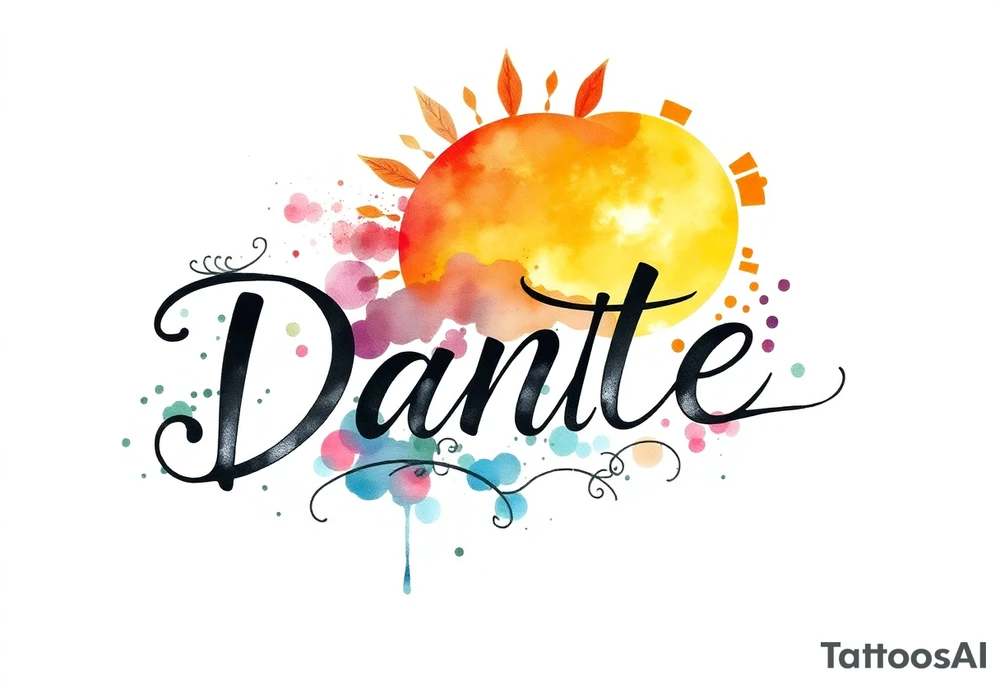 The name "Dante" in the sun and the name "Taiga" in the moon tattoo idea