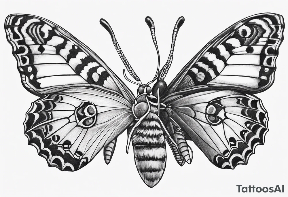 a butterfly and a moth next to each other small tattoo idea