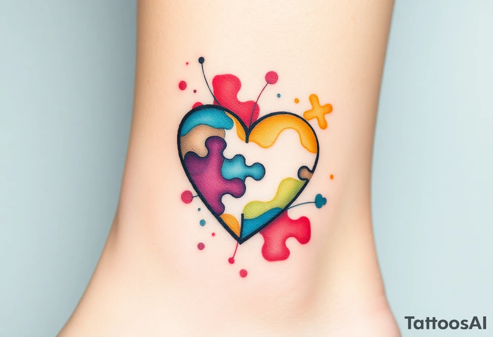 autism heart puzzle shape symbol tattoo idea