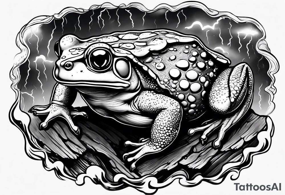 A toad in a thunderstorm tattoo idea