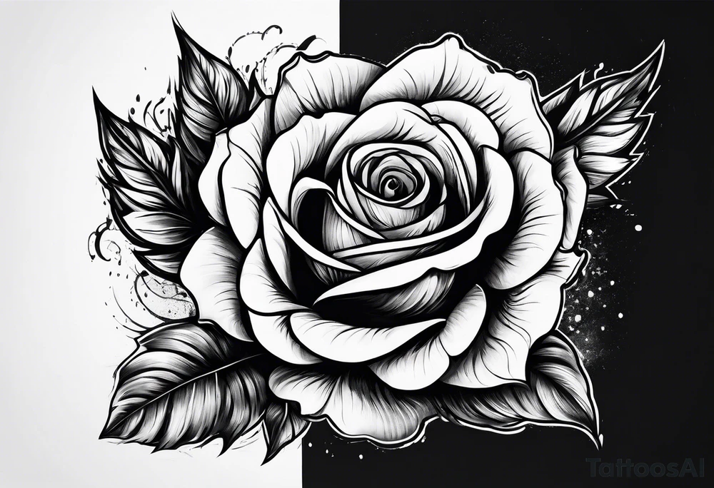 Rose on fire tattoo idea