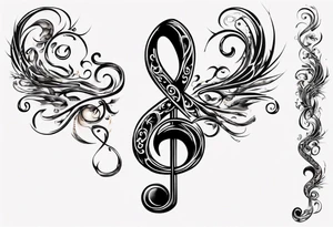 tail of G clef is cord of microphone all wraps and swirls tattoo idea