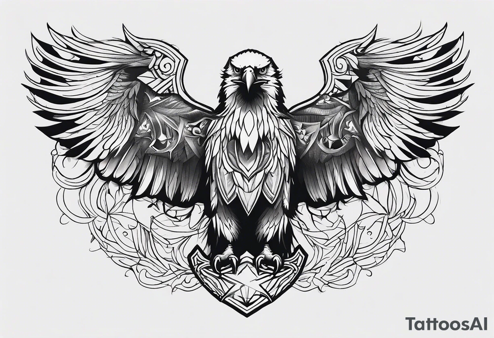 Eagle chest tattoo idea