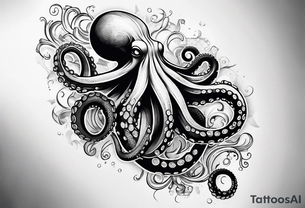 Octopus around lower leg tattoo idea
