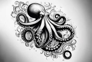 Octopus around lower leg tattoo idea