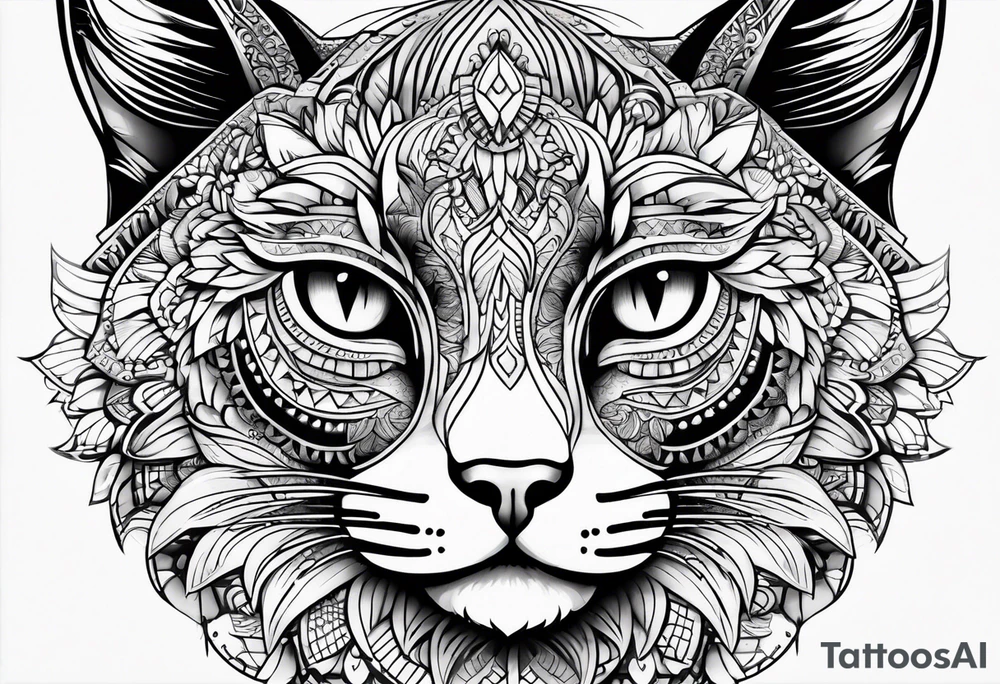Cat mandala tattoo idea
