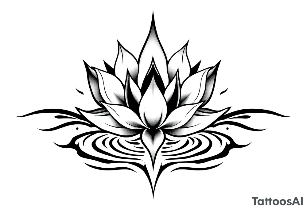 serene lotus flower emerging from sacred waters with ripples tattoo idea