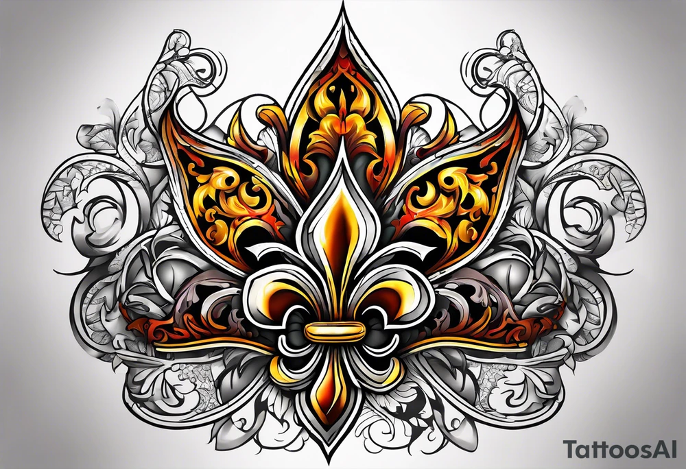 Fleur de lys celtique en flamme tattoo idea