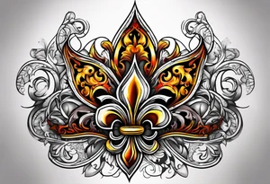 Fleur de lys celtique en flamme tattoo idea
