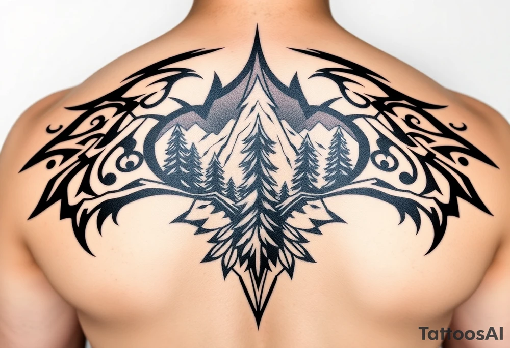 Snowy Alaskan winter forest tattoo idea