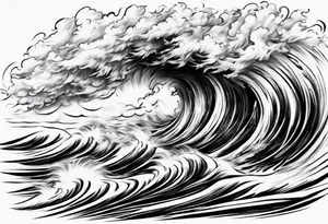 Realisitc depiction of strong wind surging. The style will be of a paint brush tattoo idea