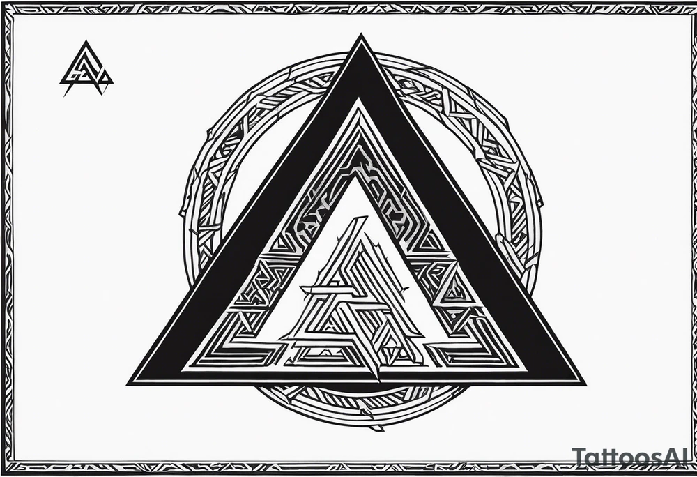 The valknut symbol with a wolf in the background who is howling upwards. tattoo idea