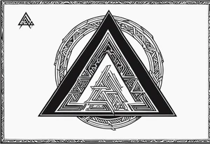 The valknut symbol with a wolf in the background who is howling upwards. tattoo idea