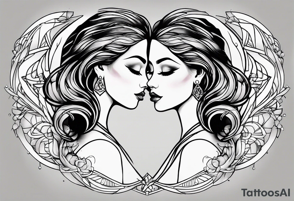 Twin flame. Make it small and minimalistic. Straight clean line border. Everything black and white minus the twin flame fire. tattoo idea