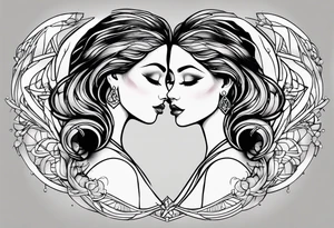 Twin flame. Make it small and minimalistic. Straight clean line border. Everything black and white minus the twin flame fire. tattoo idea