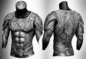 Right Upper arm, pectoral and back armor tattoo idea