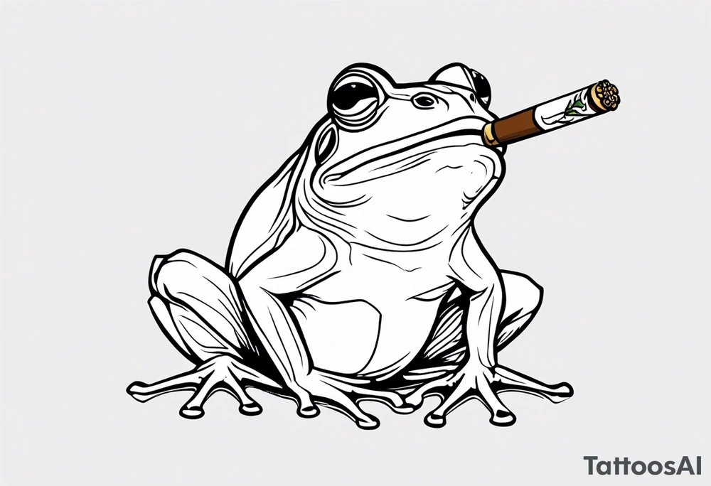 Frog with cigar in mouth tattoo idea
