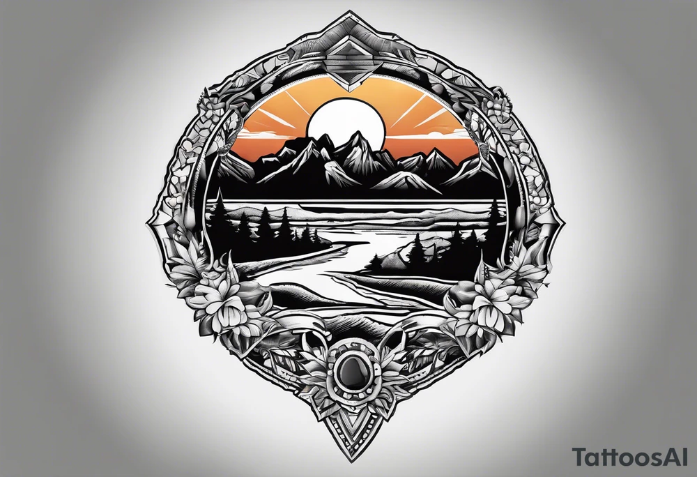 Forearm, southwest usa, sunset, hiking tattoo idea