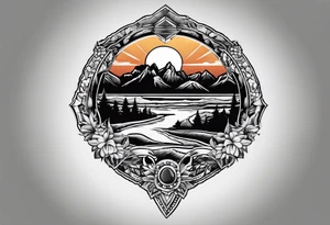 Forearm, southwest usa, sunset, hiking tattoo idea