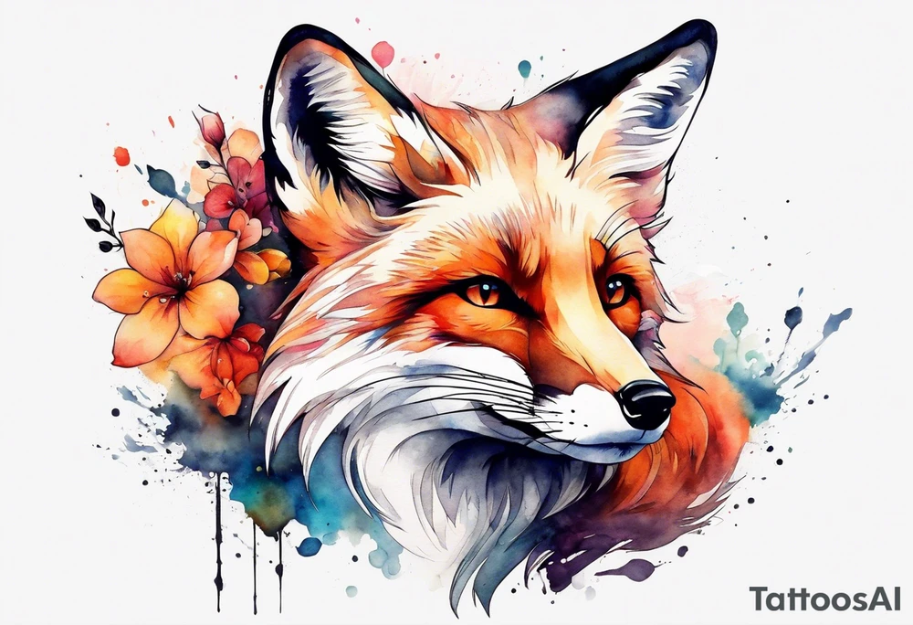 Watercolor fox tattoo idea