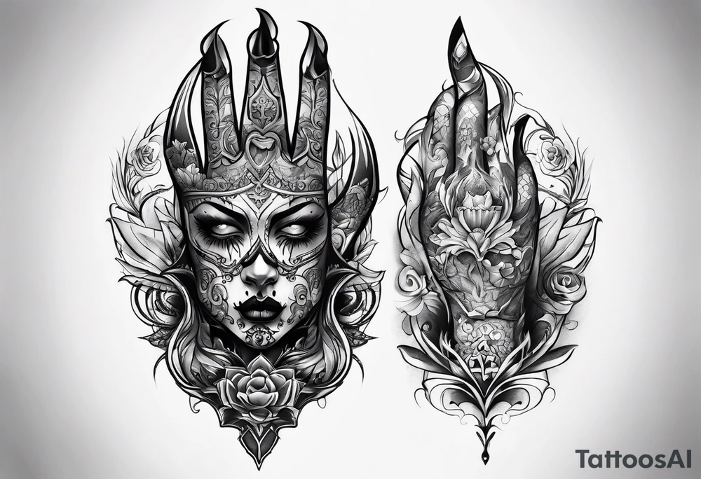 Scary hand tattoo idea