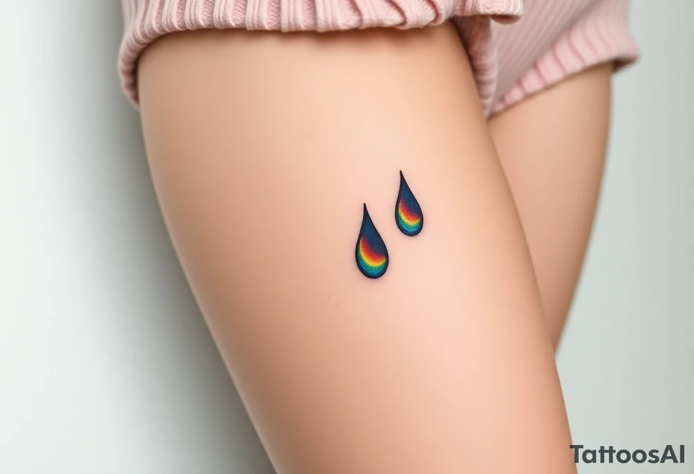 rainbow tear drops tattoo idea