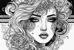 Medusas half face. The other half is a beautiful girl crying tattoo idea