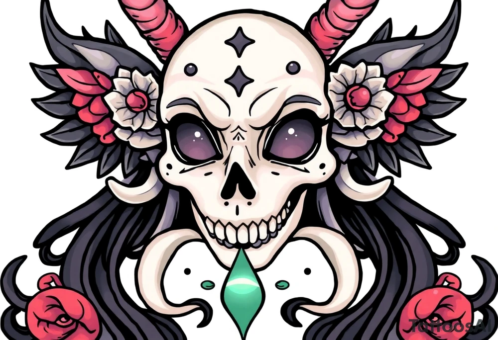 mystical  bringer of death giving life head tattoo idea