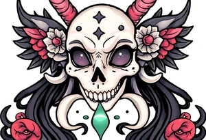 mystical  bringer of death giving life head tattoo idea