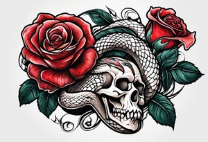 rose from which the head of a snake looks tattoo idea
