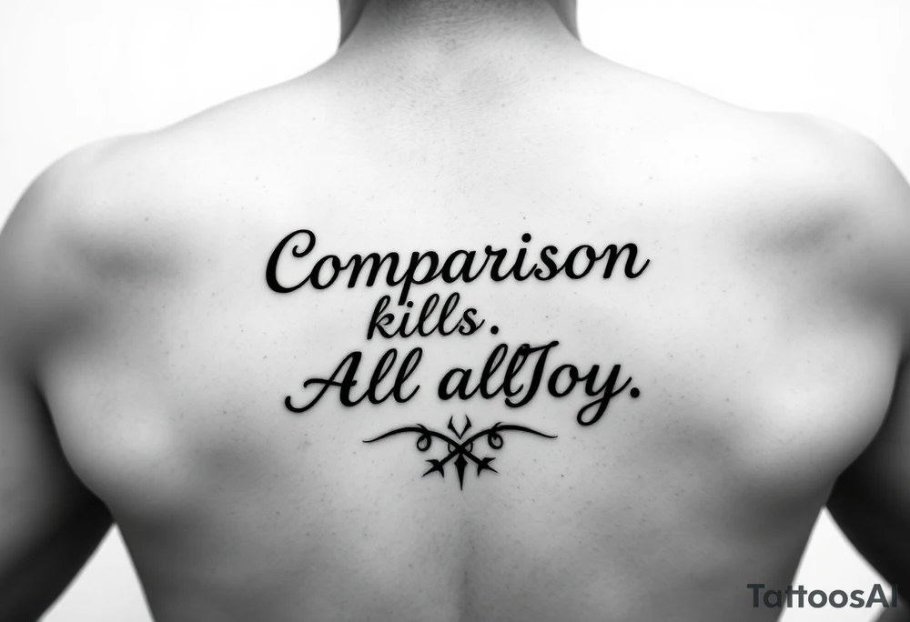 The quote Comparison Kills All Joy and then a design or something symbolic that relates to the quote tattoo idea
