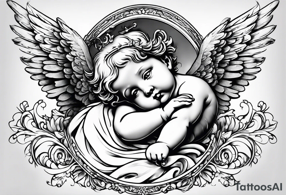 Cherub angel in the sky tattoo idea