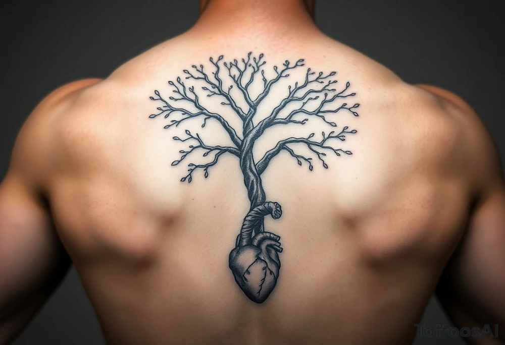 Thick DNA TREE with roots for family tree
Add anatomical heart in bottom tattoo idea