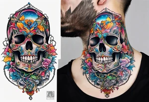 Tattoo in the neck of a skull freeing itself from its chains preventing it from speaking. tattoo idea