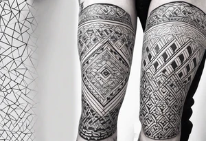 pattern geometric full male leg sleeve tile tattoo idea