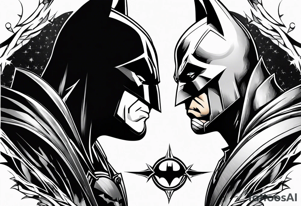 Batman and gone having a faceoff with lightning around it tattoo idea