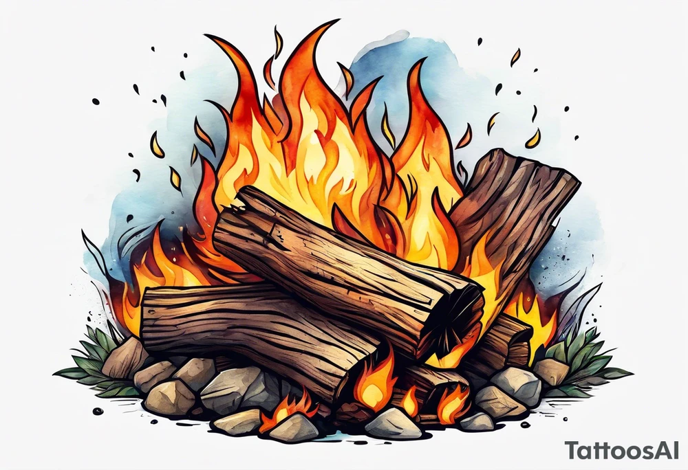 bonfire without skull tattoo idea